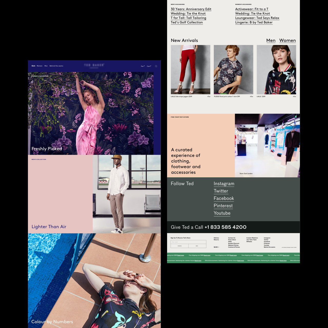 Landing page proposal for a British fashion brand e-commerce.