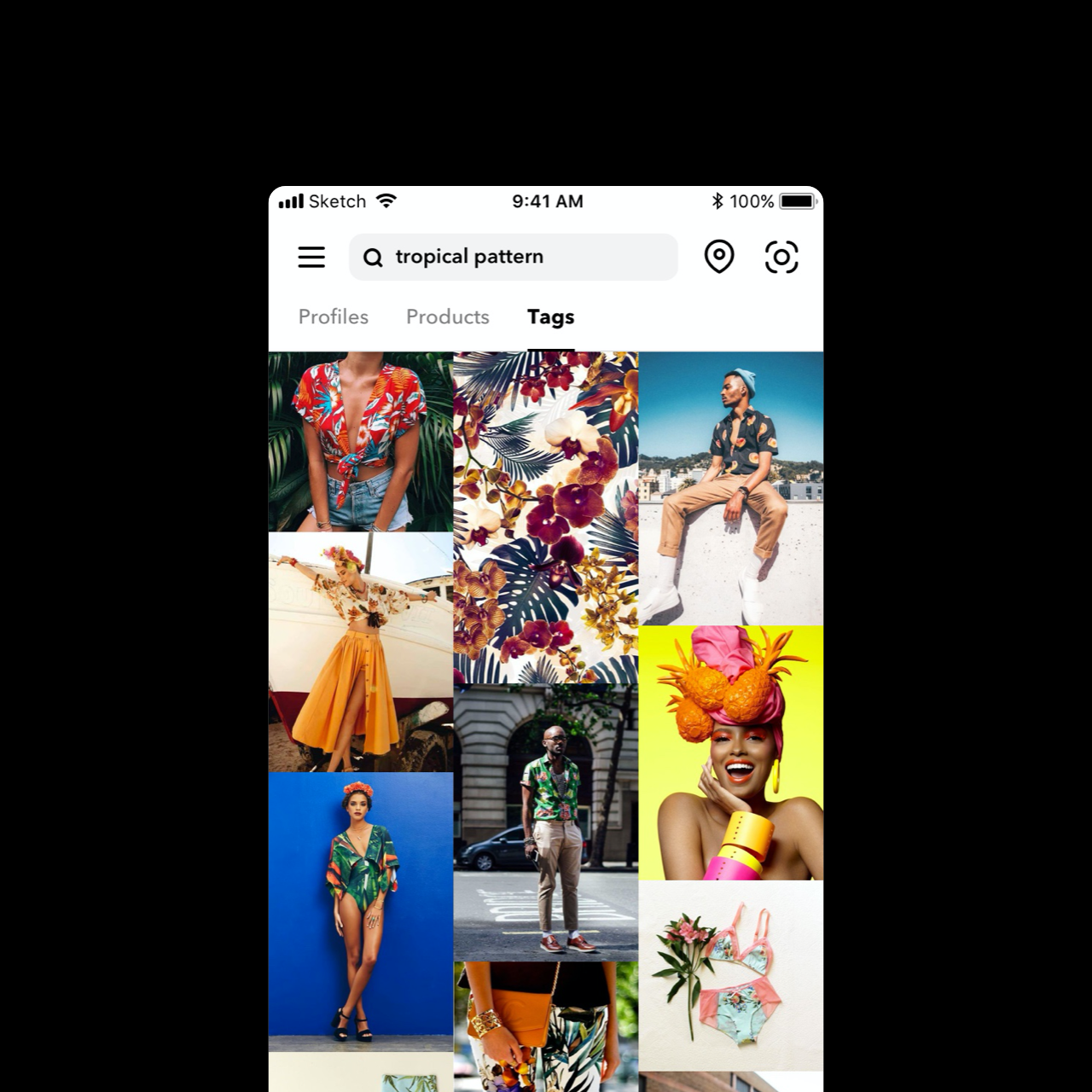 Design proposal for a retail fashion app.